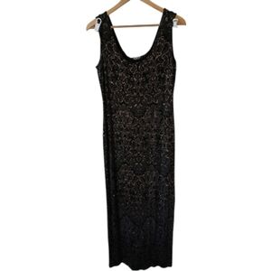 Vintage Softwear By Mark Singer Stretchy Maxi Dress Gold Sparkle